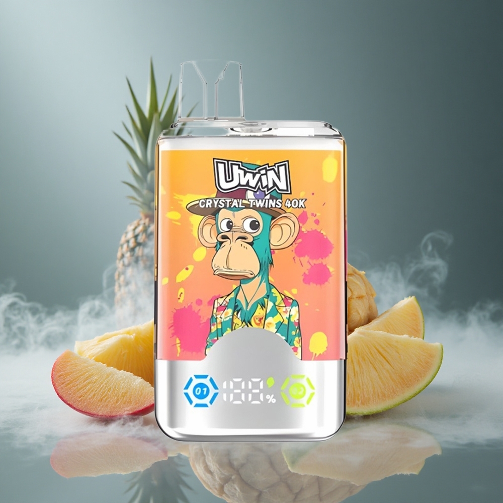 UWIN Crystal Twins 40000 Puffs Breskva Mango Ananas Crveni Bik са 32ml Течност Капацитет