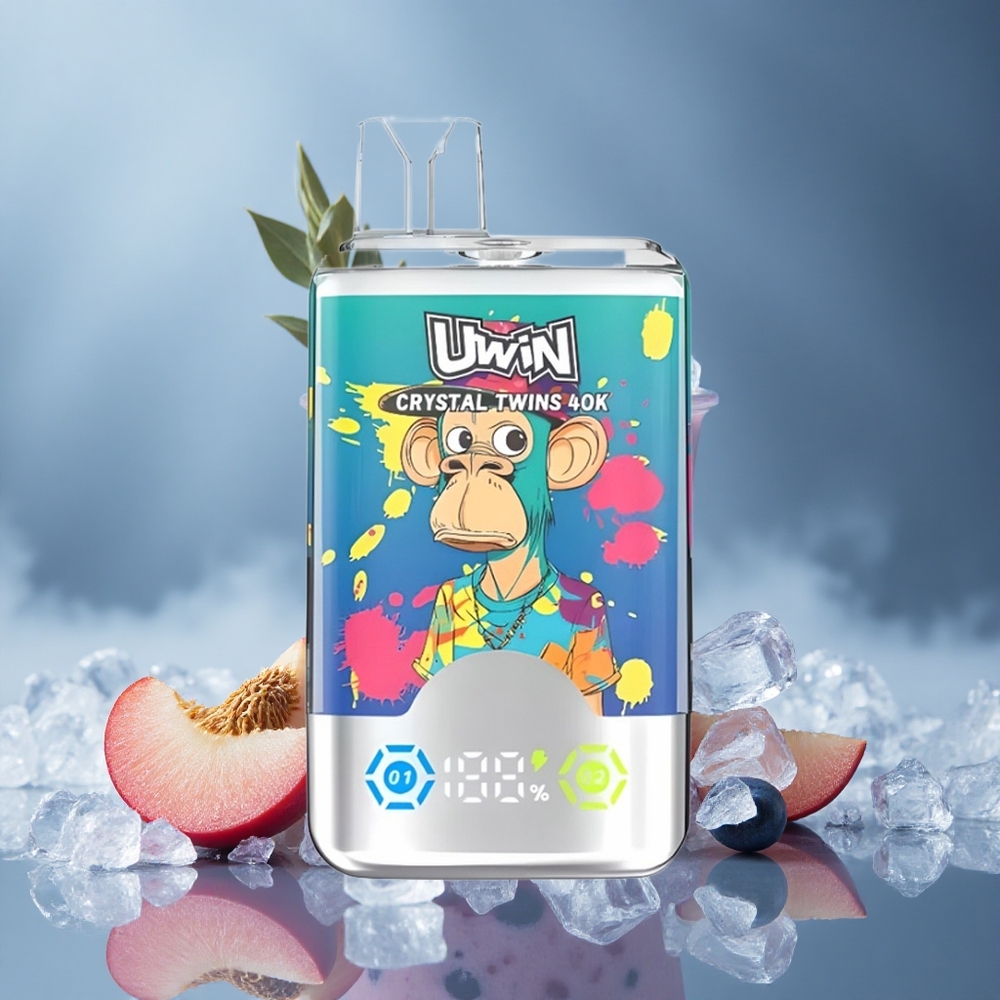 UWIN Crystal Twins 40000 Puffs Dve Različite Arome u Jednom Uređaju Borovnica na Ledu Letnja Breskva na Ledu
