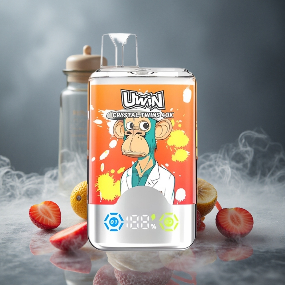 Uwin Crystal Twins 40000 Puffs Једнократни Вапе Љубав јагоде и банане 66Течност Капацитет: 32ml