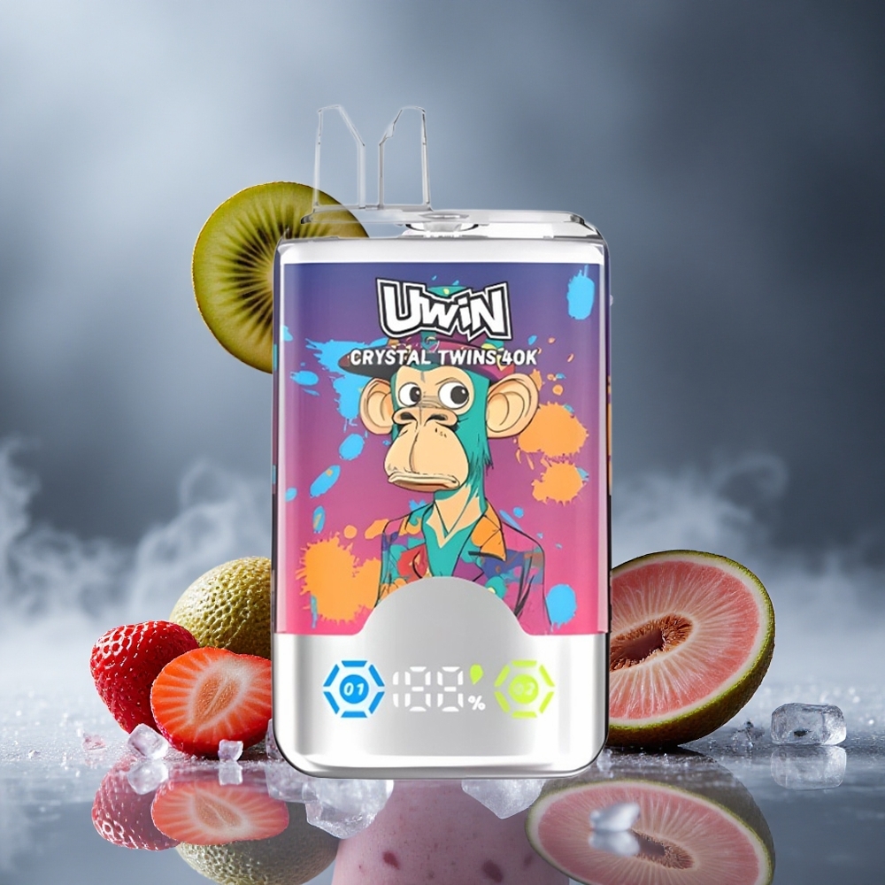 Uwin Crystal Twins 40000 Puffs Једнократни Вапе Jagoda-Kivi-Grožđe Led E-tečnost Kapacitet: 32ml