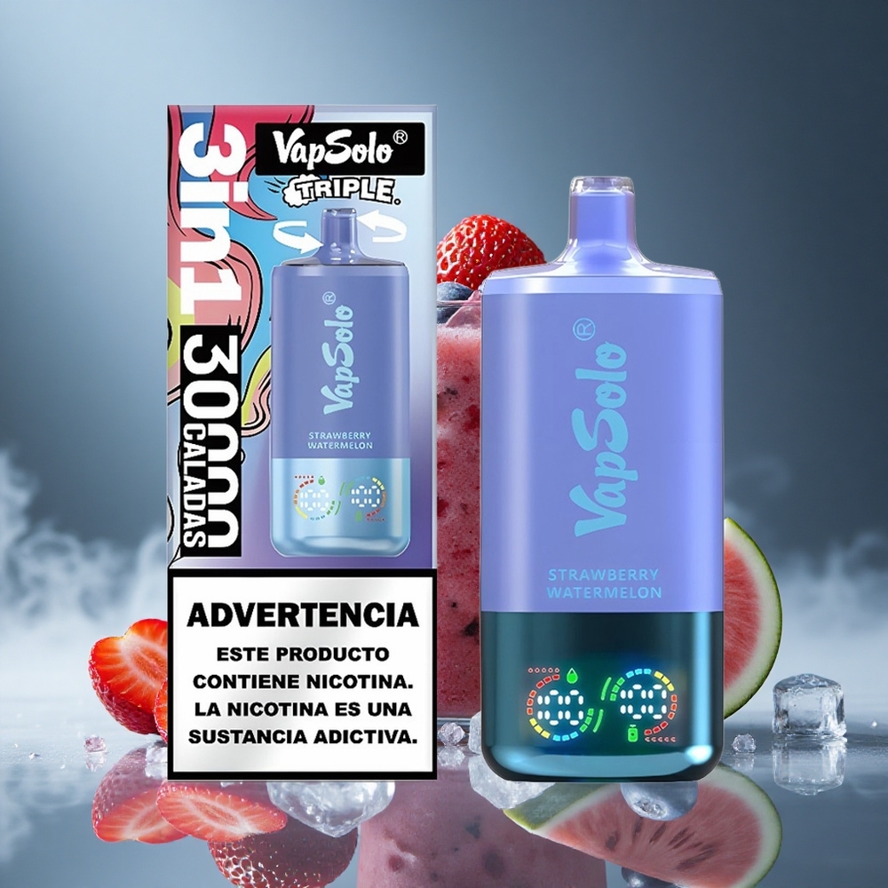 Vapsolo Triple 30000 Puffs Једнократни Вапе Jagoda Lubenica & Borovnica Led 40ml