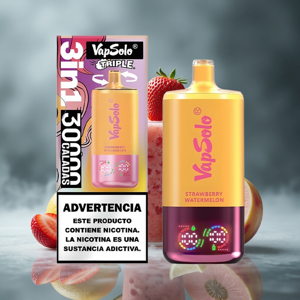 Vapsolo Triple 30000 Puffs Једнократни Вапе Jagoda Lubenica & Limun Breskva са 3 rezervoara