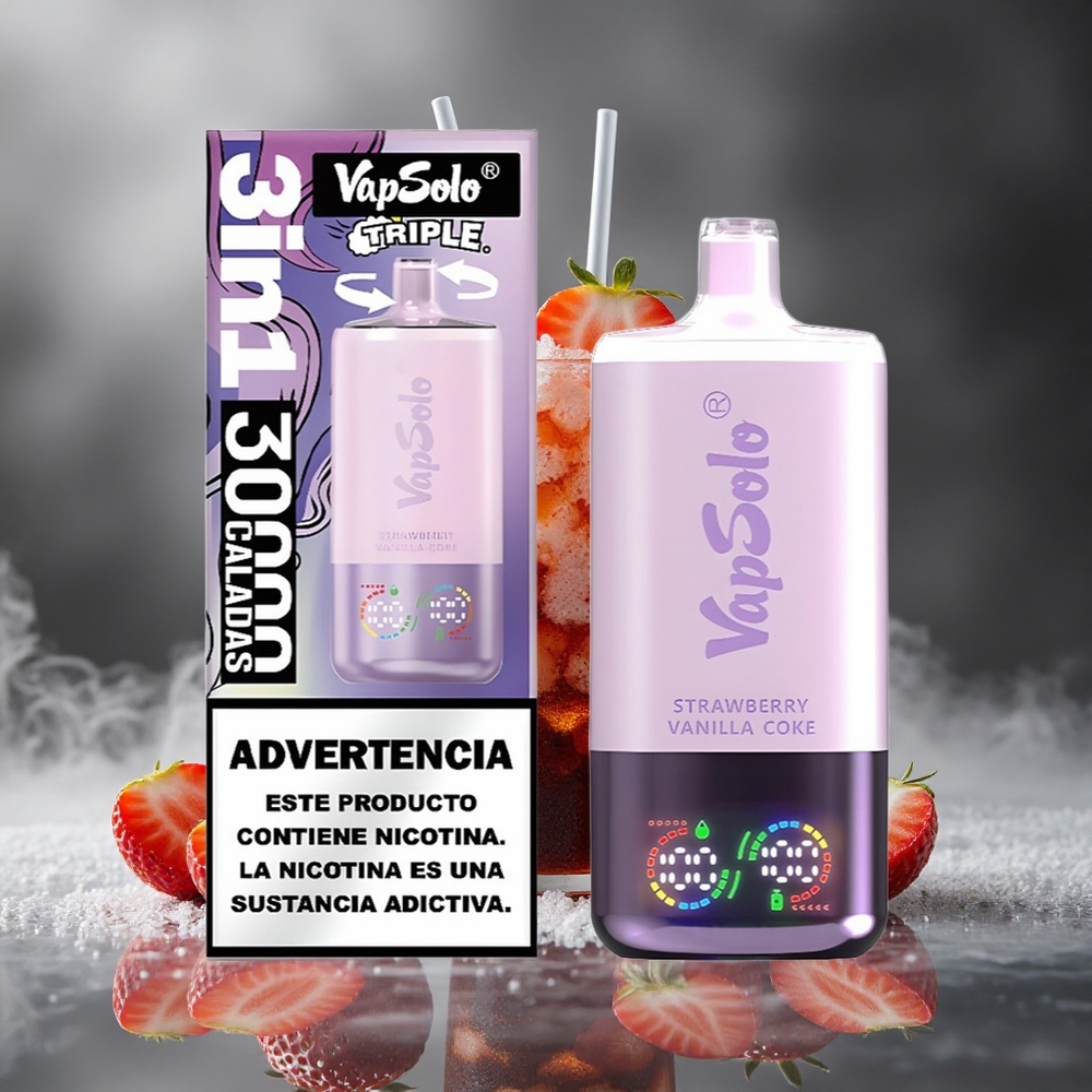 Vapsolo Triple 30000 Puffs Једнократни Вапе Jagoda Vanila Koka са 3 rezervoara za ulje