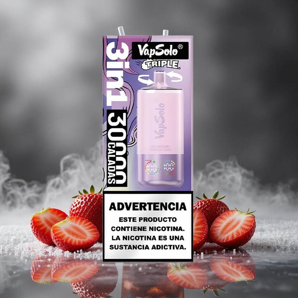 Vapsolo Triple 30000 Puffs Једнократни Вапе Jagoda Vanila Koka са 3 rezervoara za ulje