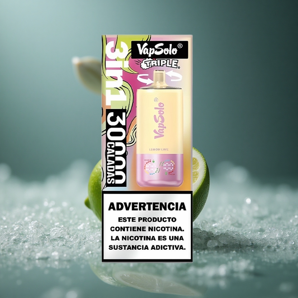 Vapsolo Triple 30000 Puffs Једнократни Вапе Limun-Limetа са 3 ulja za rezervoar