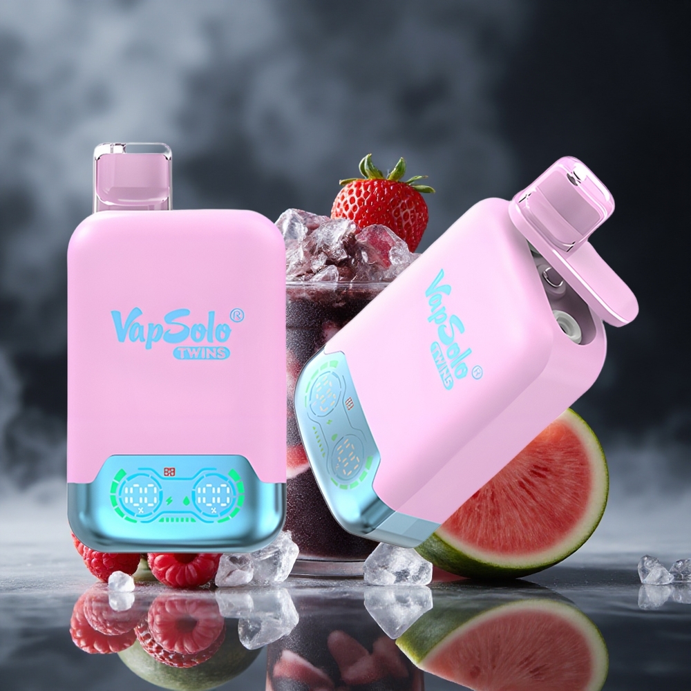 Vapsolo Twins 20000 Puffs Једнократни Вапе Crni Ledeni Zmaj Voće Jagoda & Malina Lubenica 40 ml