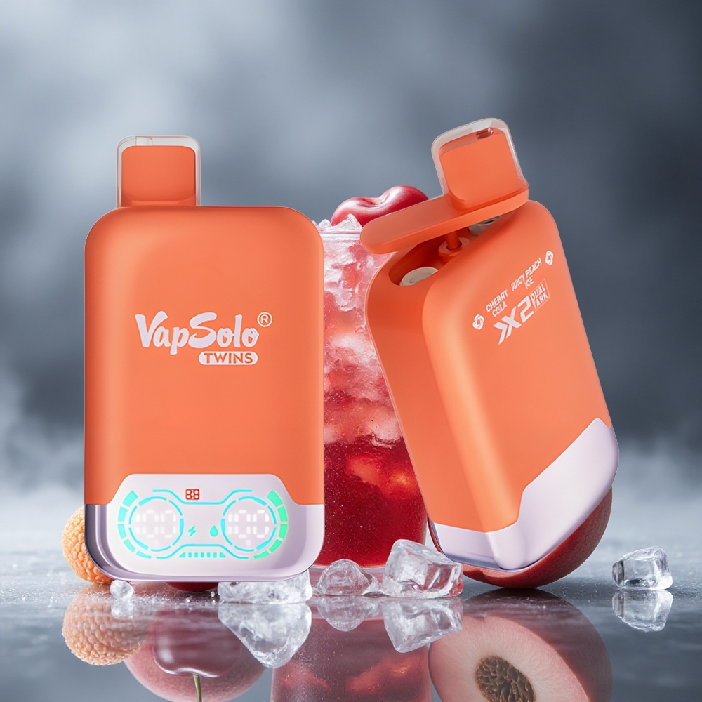 Vapsolo Twins 20000 Puffs Једнократни Вапе Trešnja Kola & Sočni Breskva Led са 40 ml E-Течност Капацитет