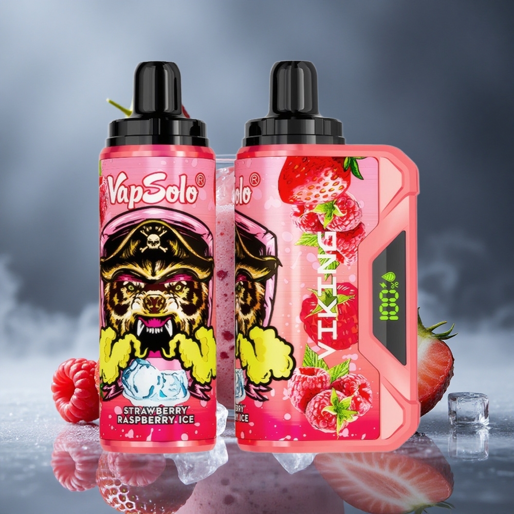 VapSolo VIKING 12000 Puffs Једнократни Вапе Jagoda Malina Led са Тип-Ц пуњењеm